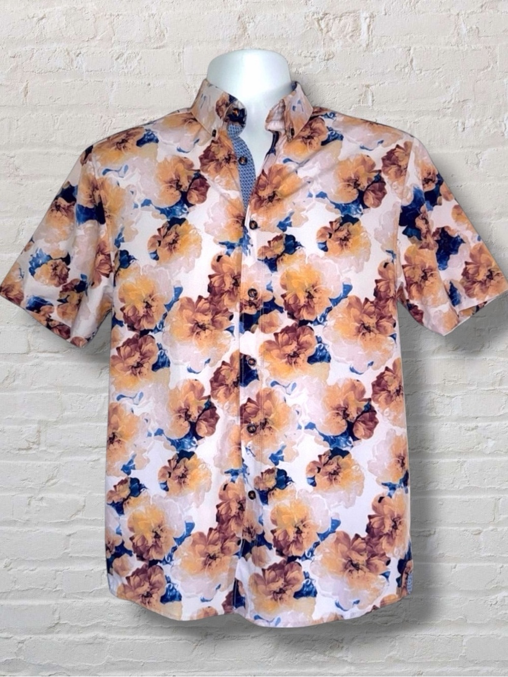 Tallia Sport Men’s Short Sleeve Button-Up Shirt – Floral Print – Size Small - Picture 4 of 12